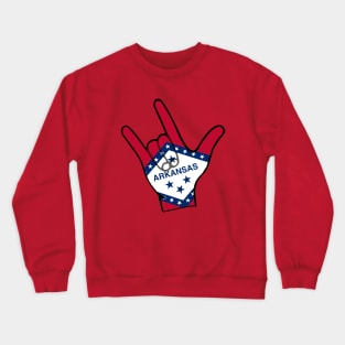 American Sign Language "I love you" symbol with Arkansas Flag Crewneck Sweatshirt